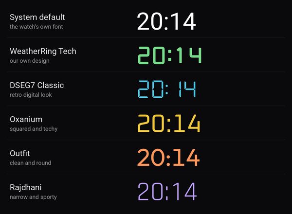 Six time fonts