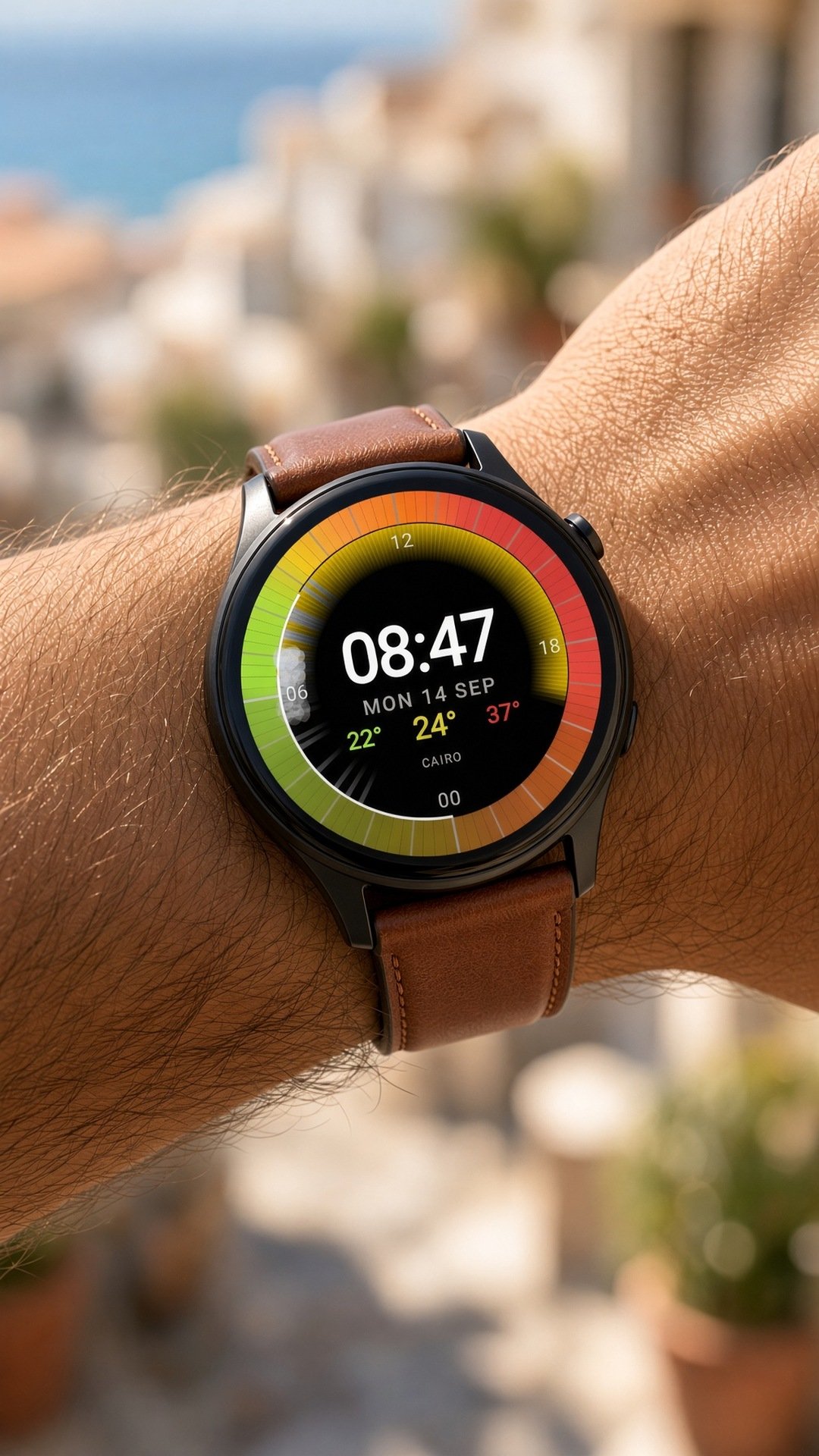 WeatherRing on a wrist in Cairo, a hot morning on the ring